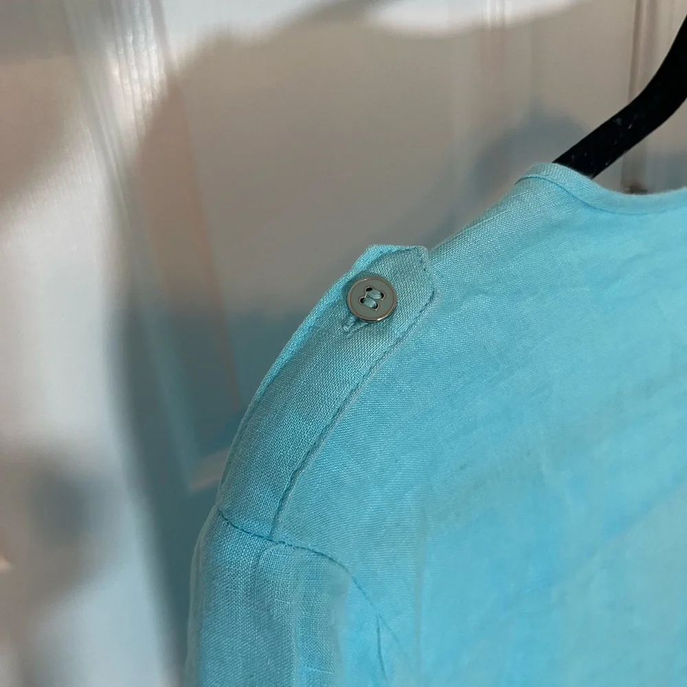 JM Collection Turquoise Button-Down Shirt - Picture 4 of 7
